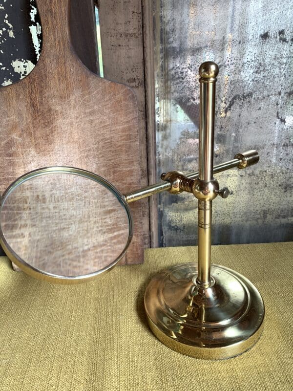 Antique Brass Tabletop Magnifying Glass Vintage Keepers