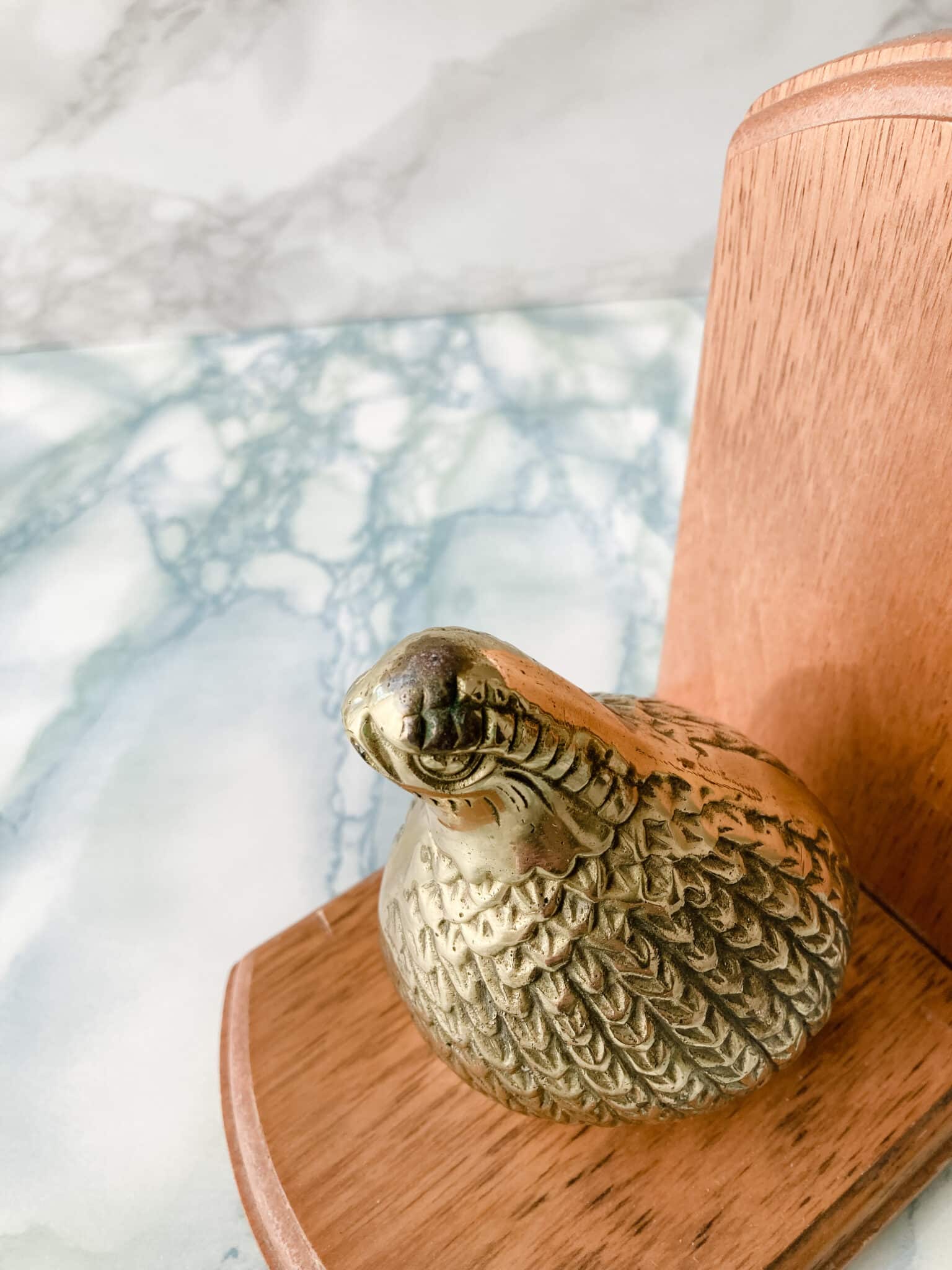 Vintage Mid Century brass and wood Quail bookends Vintage Keepers