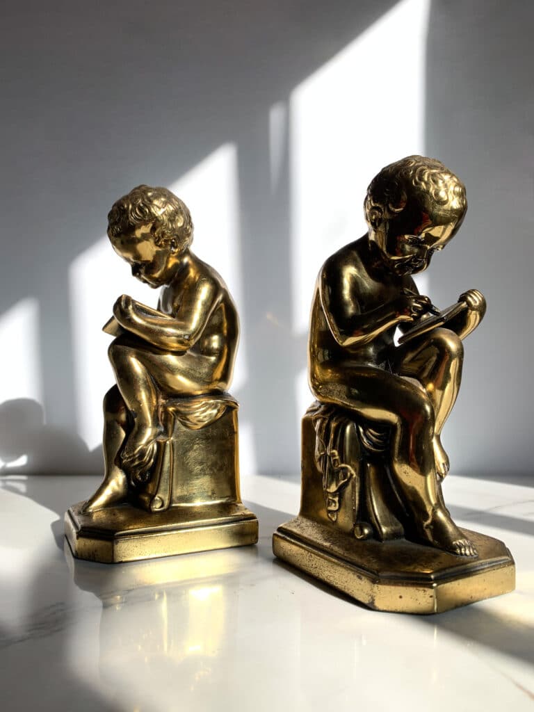 “Learning to Write” Bookend Set Vintage Keepers