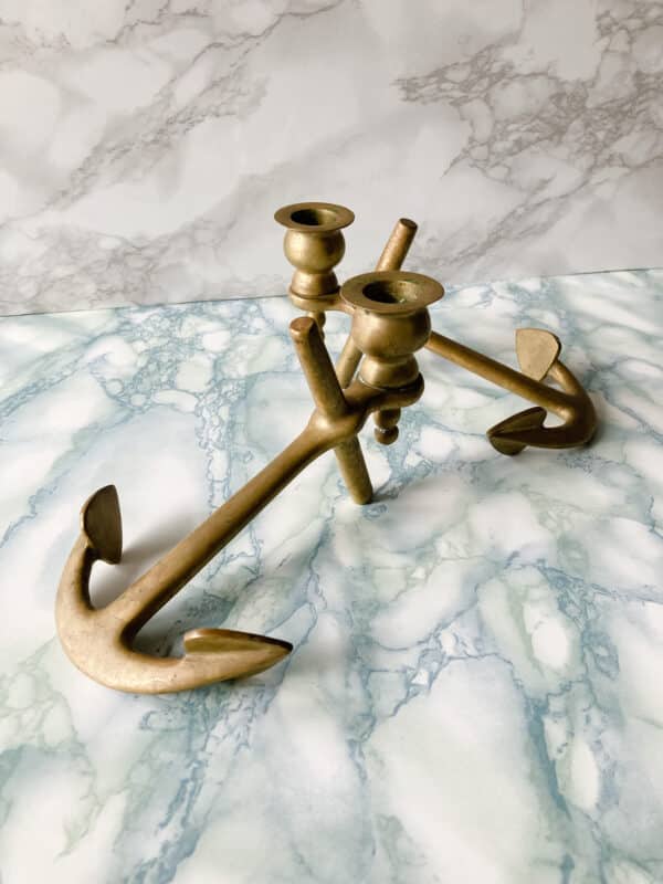 Vintage Brass Anchor candle holders Vintage Keepers