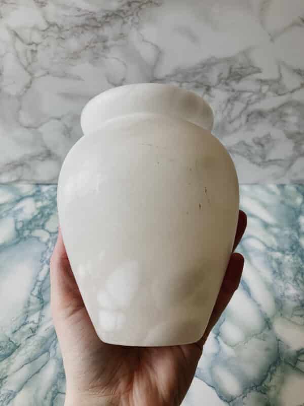 White Alabaster vase Vintage Keepers