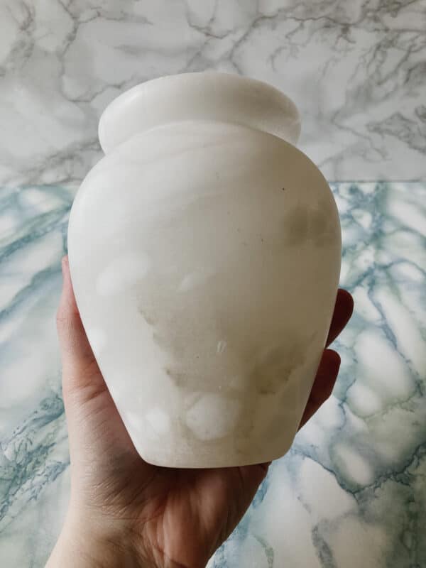 White Alabaster vase Vintage Keepers
