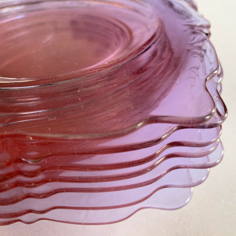 Antique Amethyst Clear Glass Dessert Plates (set of 7) Vintage Keepers