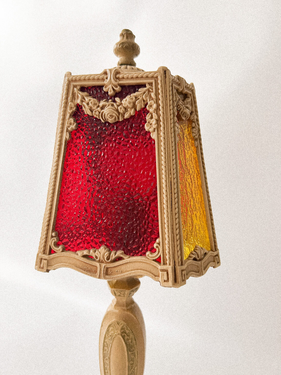 Antique Art Deco Slag Glass Barbola Style French Boudoir Lamp Vintage Keepers