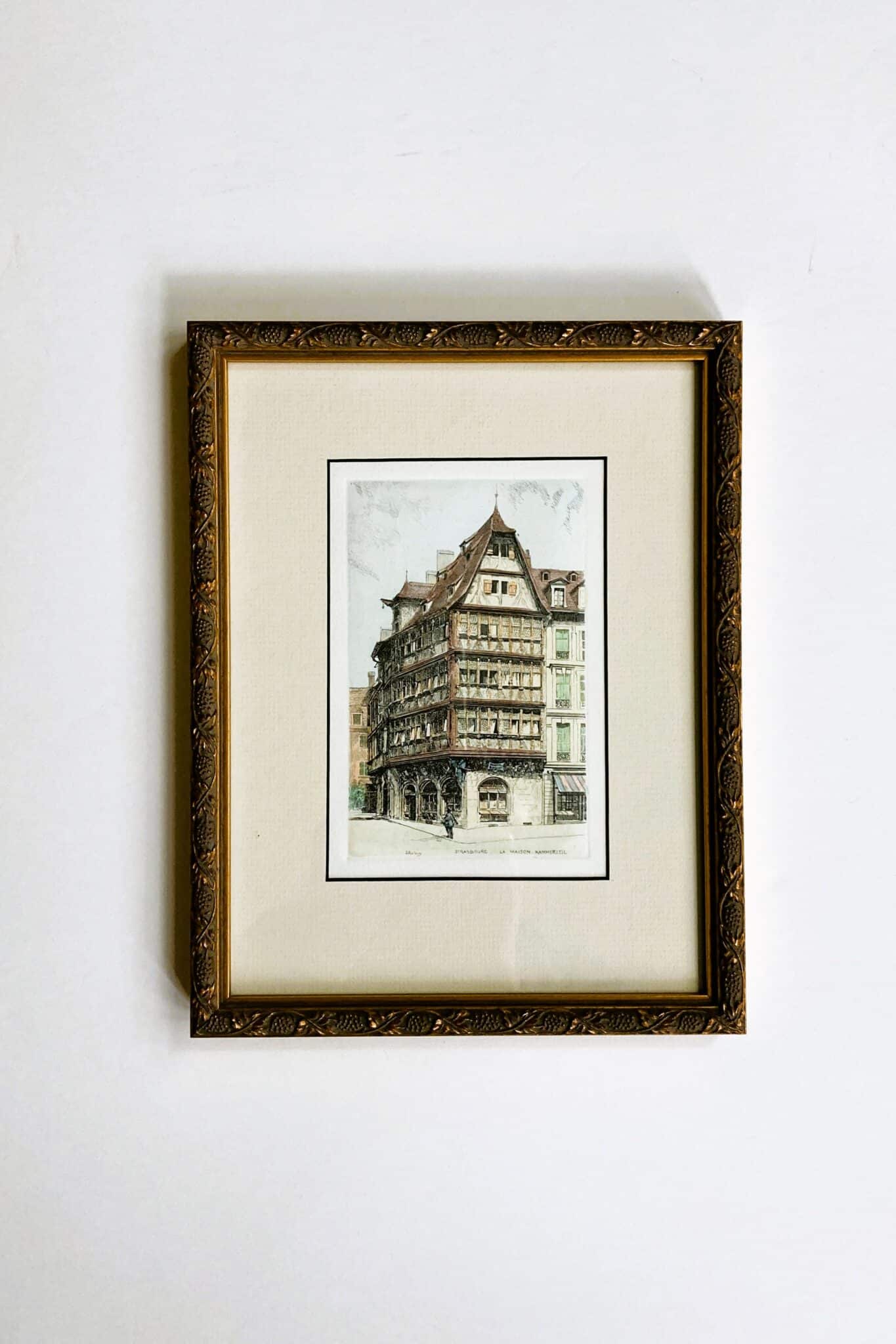 Vintage Original HandColored Etchings of Strasbourg by Leopold Robin a