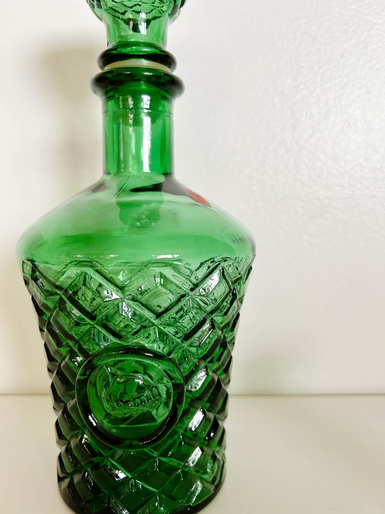 Italian Green Glass Decanter Set Vintage Keepers