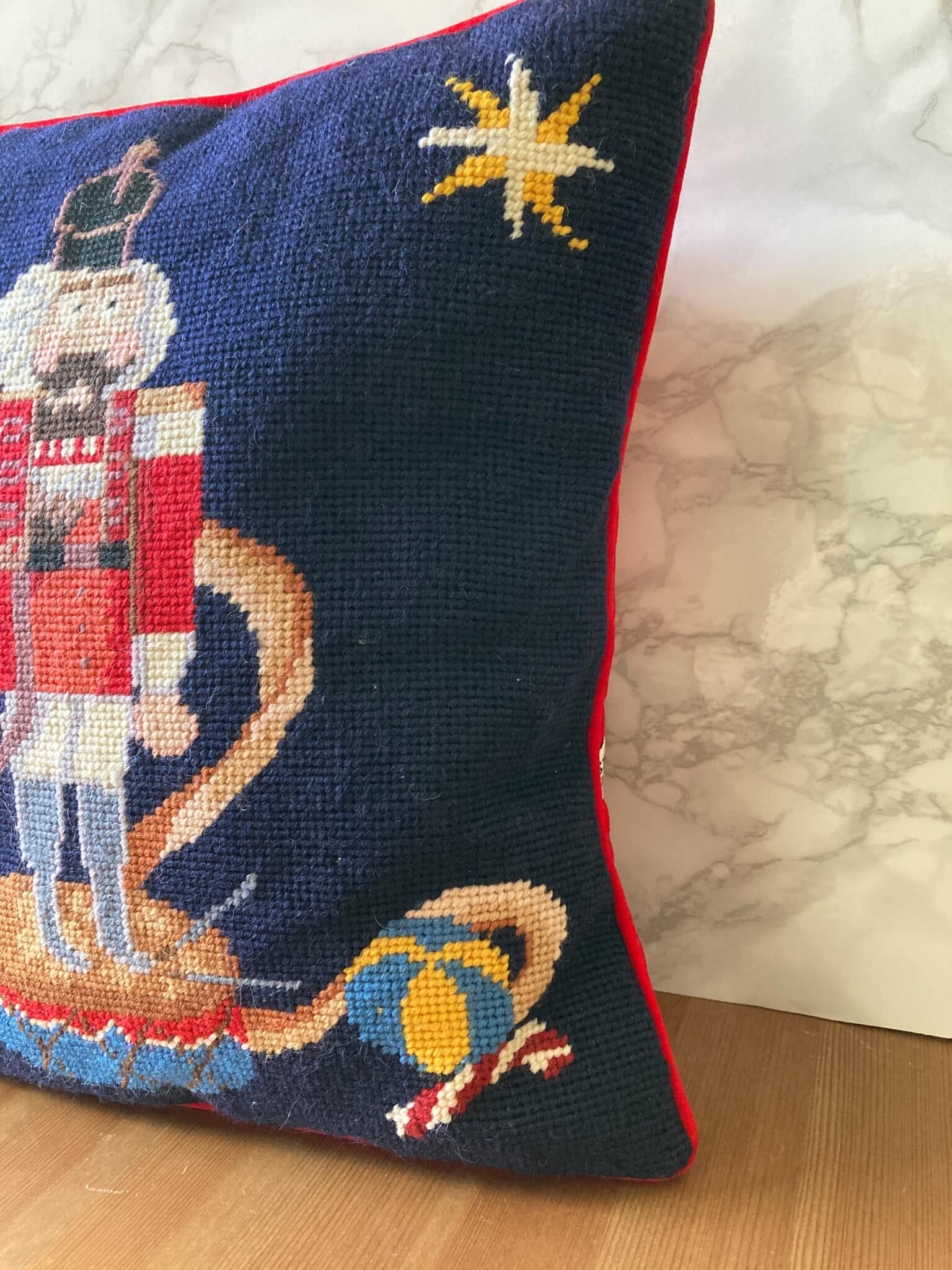 Vintage Needlepoint Nutcracker pillow Vintage Keepers