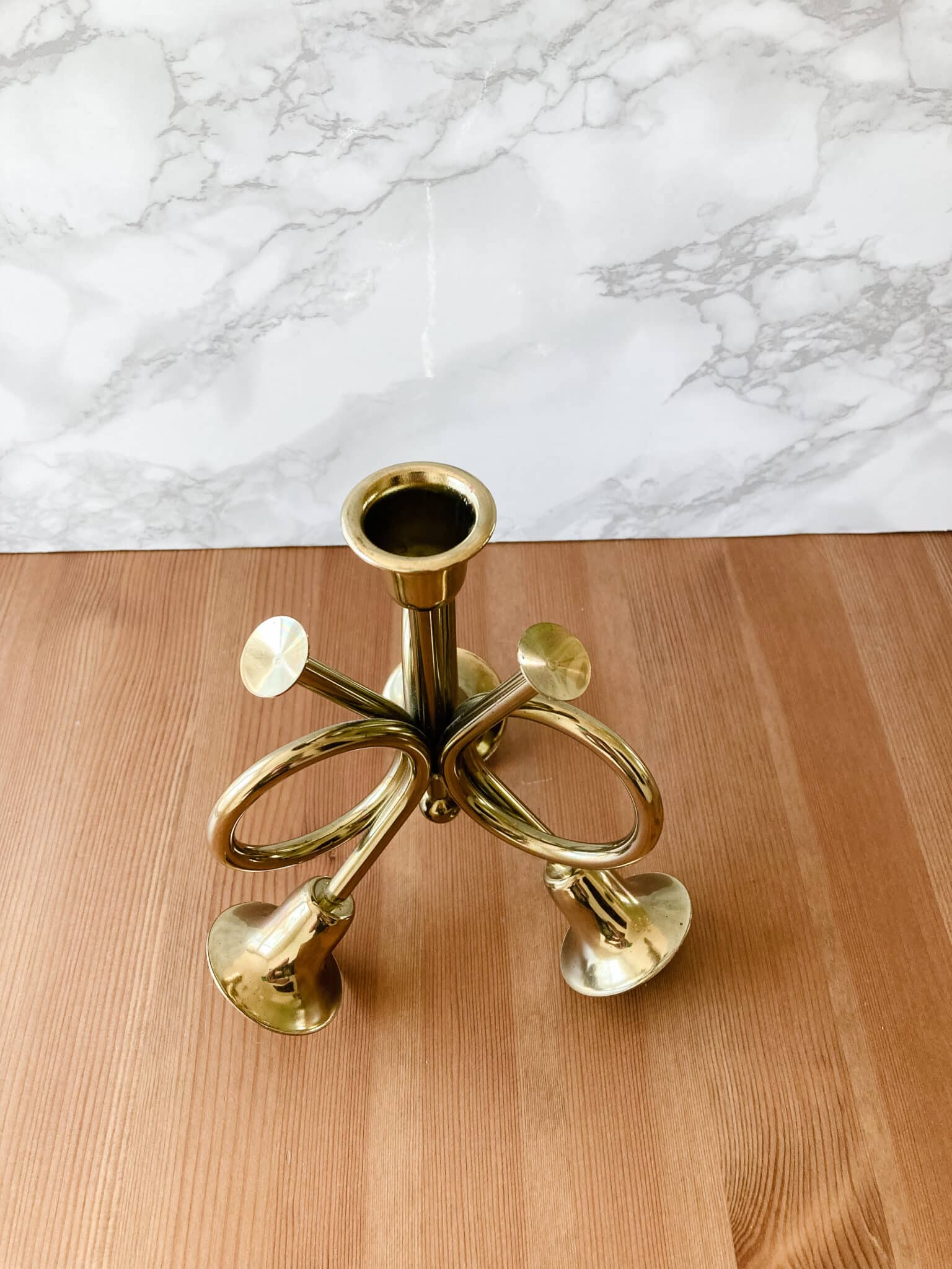 Vintage brass horn candle holder Vintage Keepers