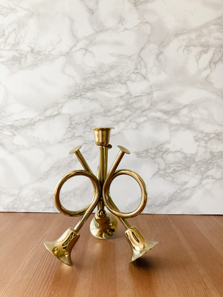 Vintage brass horn candle holder Vintage Keepers