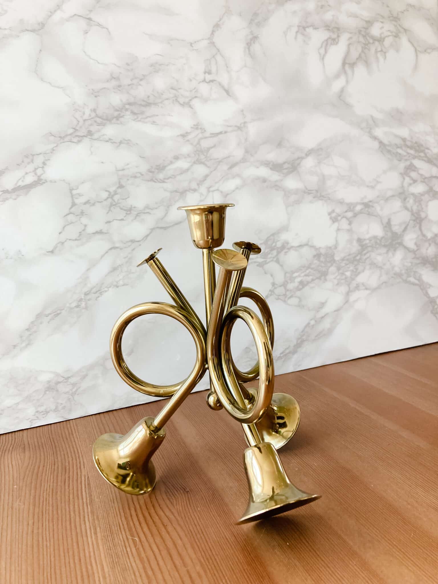 Vintage brass horn candle holder Vintage Keepers