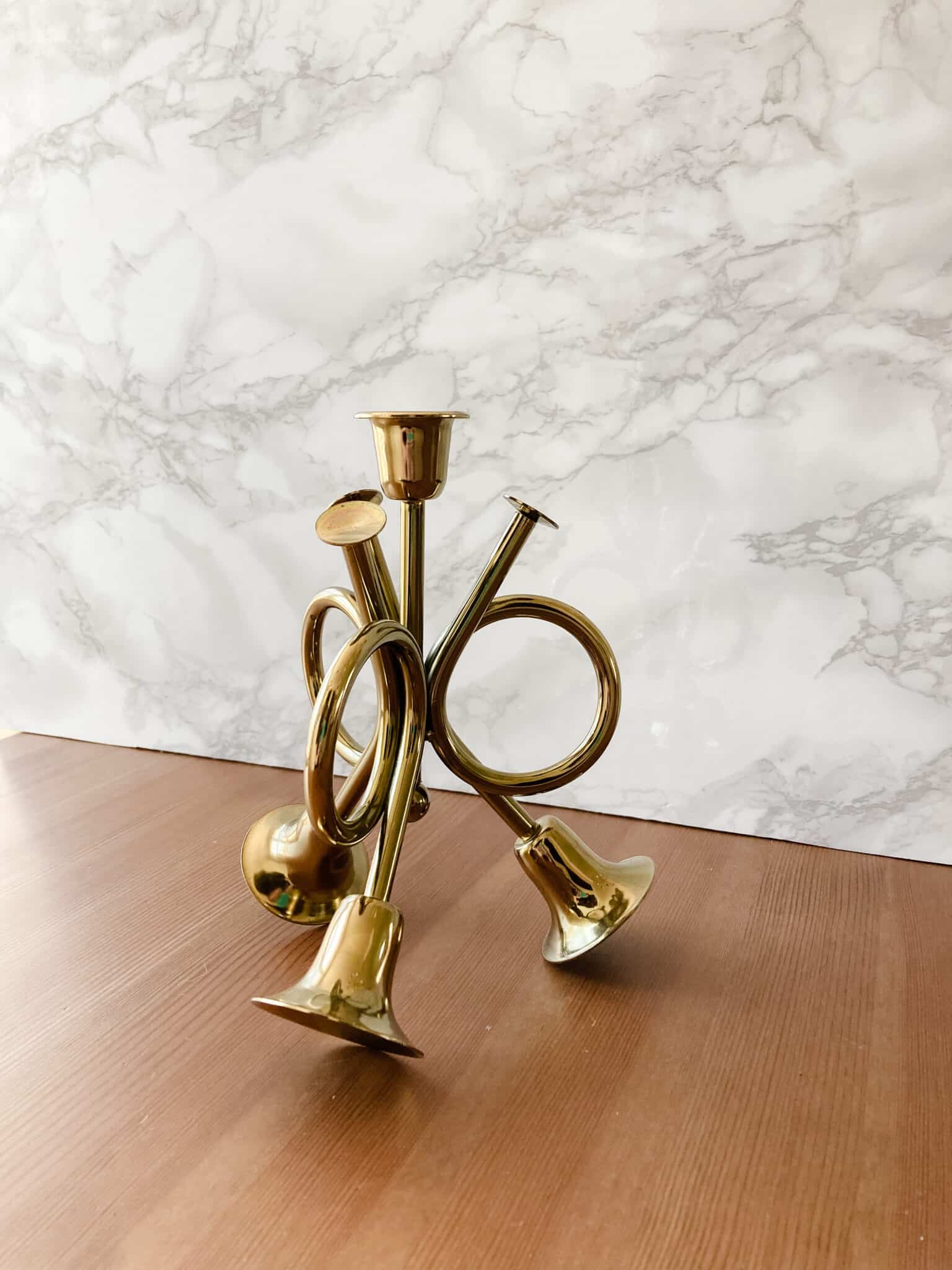 Vintage brass horn candle holder Vintage Keepers